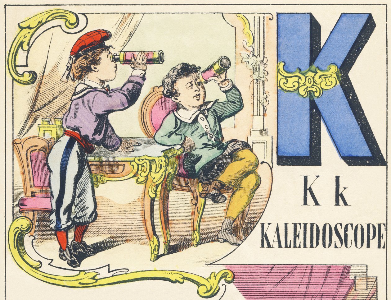 K: kaleidoscope - Spiele Alphabet, ca. 1890 von Unbekannt