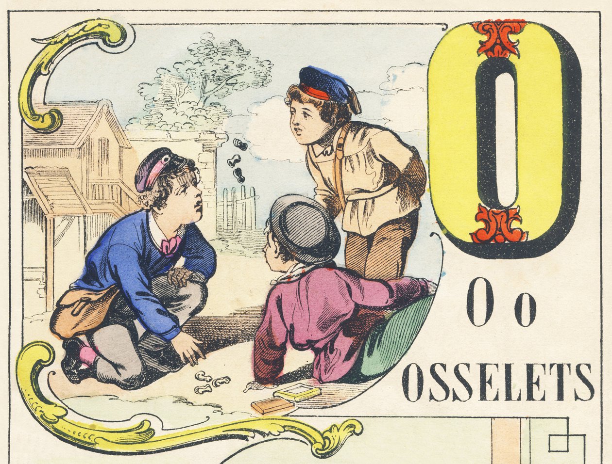 O: osselets - Spiele Alphabet, ca. 1890 von Unbekannt
