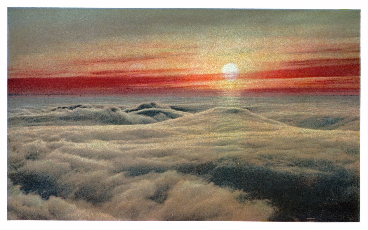 Sonnenaufgang über den Wolken, ca. 1930 von Unbekannter Künstler