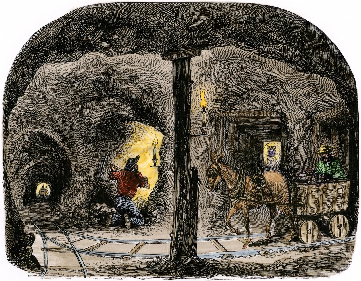 Tunnel in einer kalifornischen Mine von Unbekannter Künstler