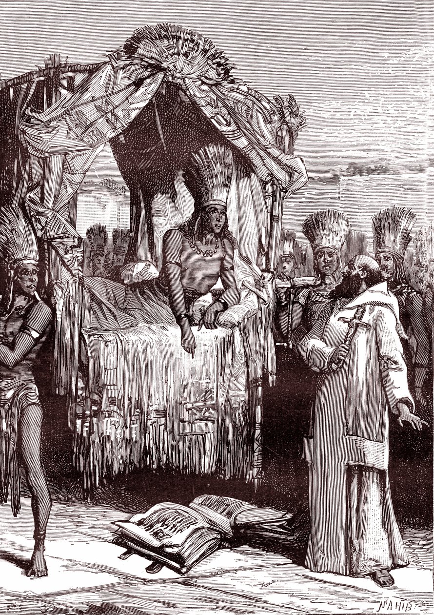 Vincent de Valverde und ATAHUALPA von Unbekannter Künstler