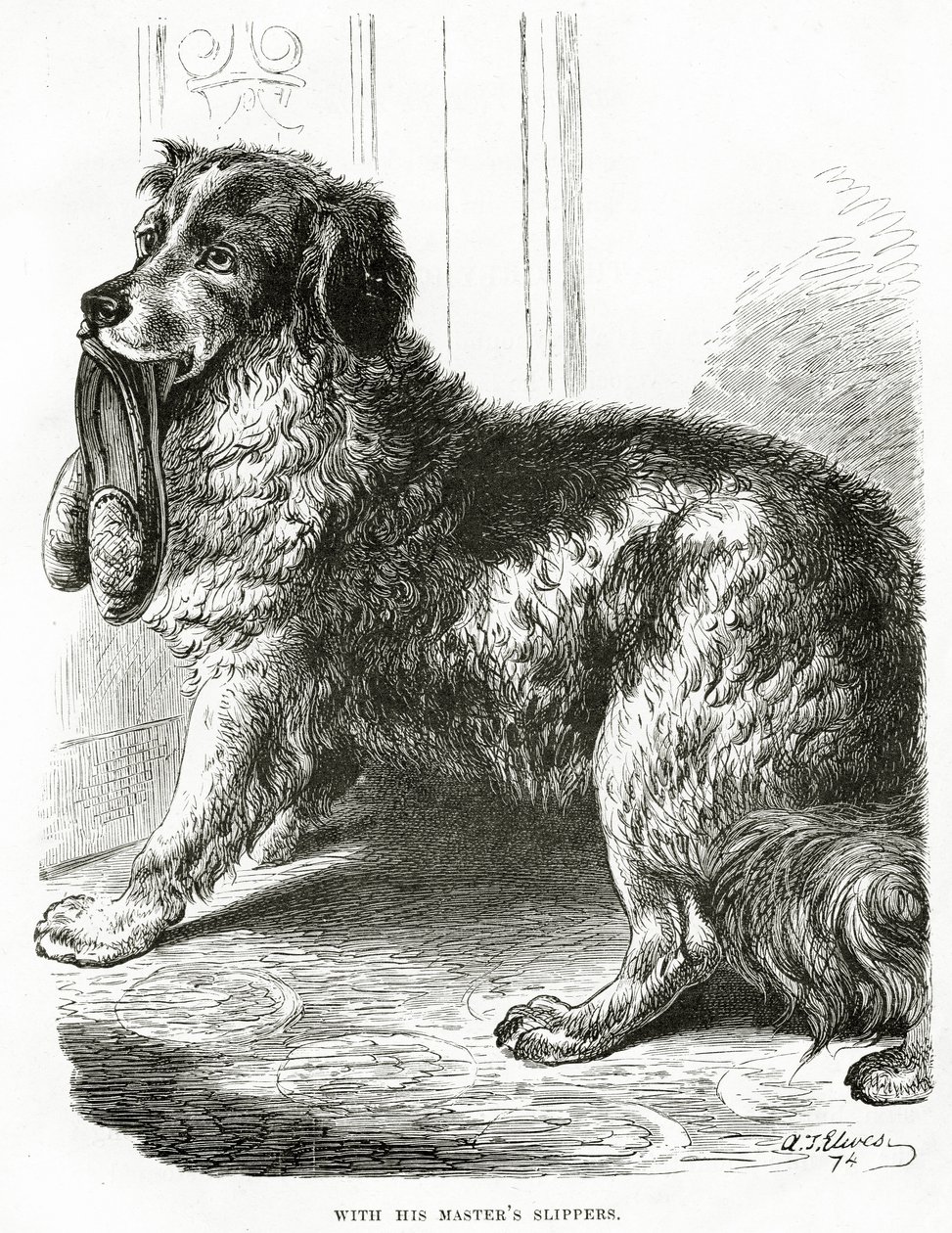 Mit den Hausschuhen seines Meisters (1902) von Unbekannt