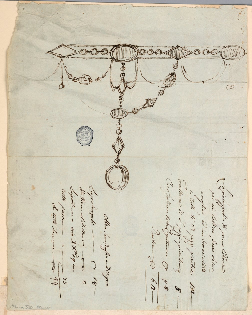 Entwurf für eine Halskette von Unknown