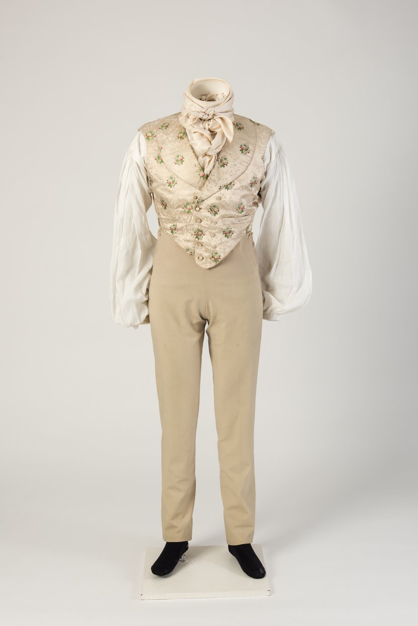 Wollhosen für Männer, getragen mit gemusterter Seidenweste, 1820er Jahre von Unbekannt Unbekannt