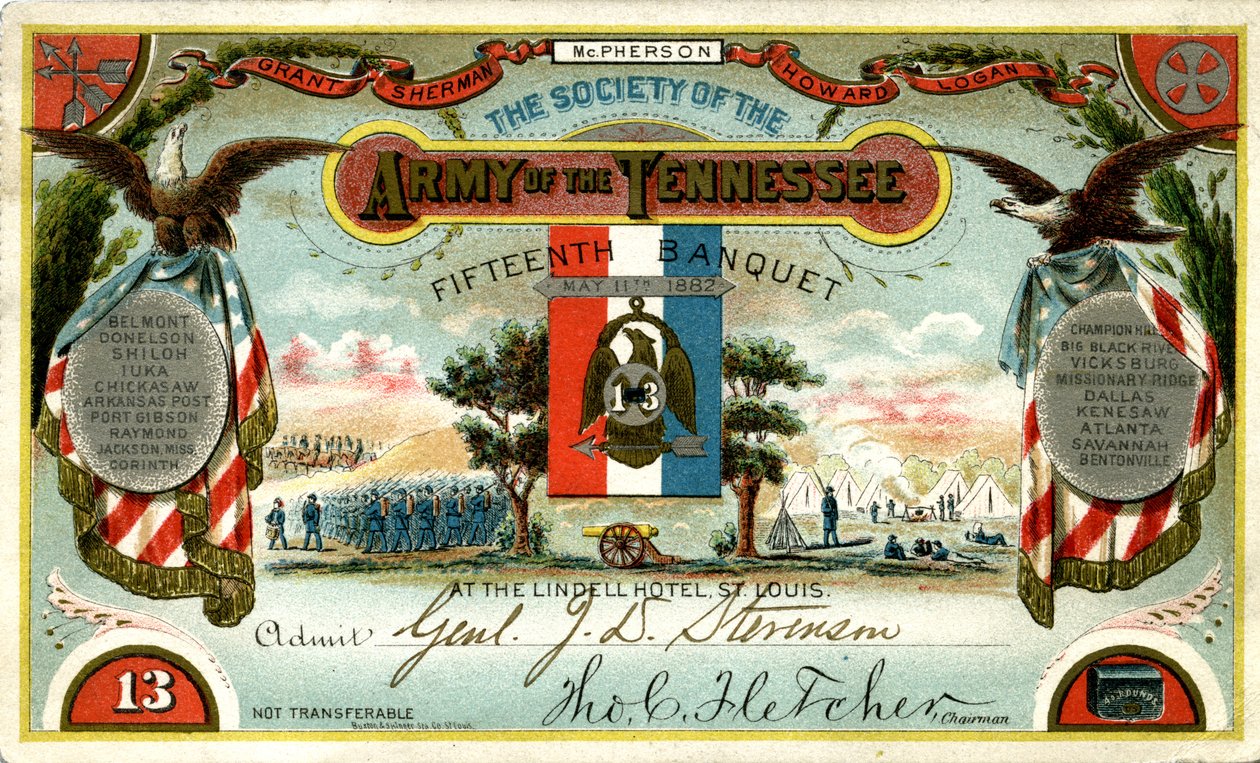 Eintrittskarte für General John D. Stevenson von Unknown