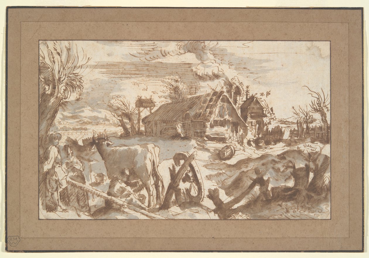 Landschaft mit Bauernhaus von Unknown