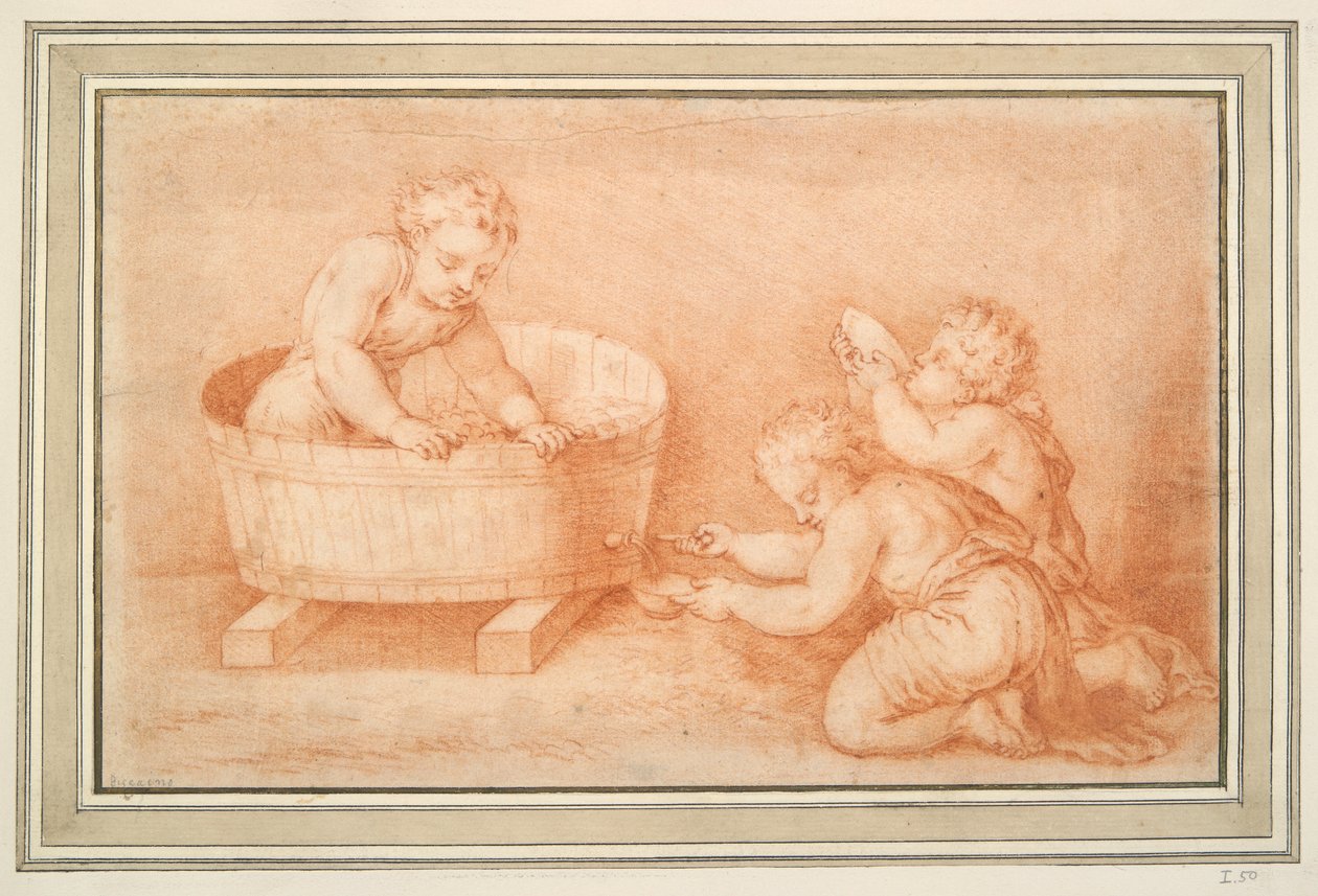 Putti machen Wein von Unknown