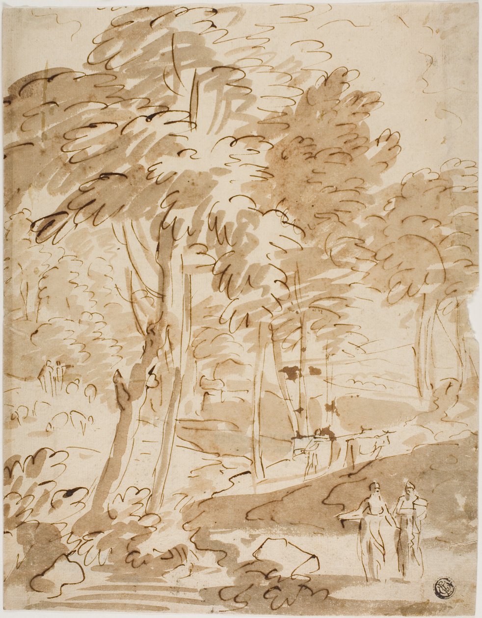 Waldlandschaft mit Figuren und Tieren von Unknown