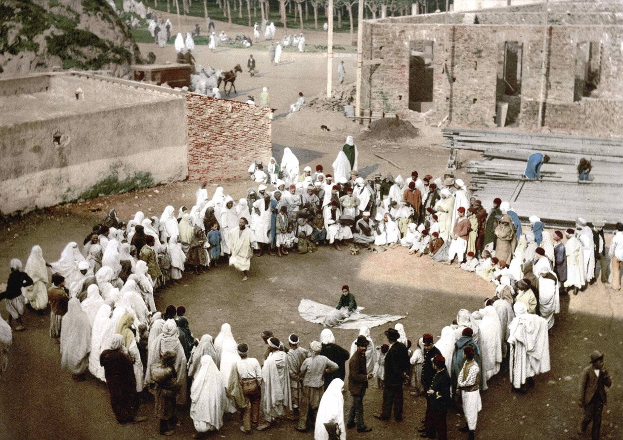 Arabische Jongleure in Algier. Photochrom ca. 1895. von Unknown artist