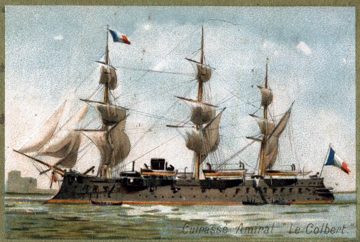 Schlachtschiff Admiral „Der Colbert“. Chromolithographie des 19. Jahrhunderts. von Unknown artist
