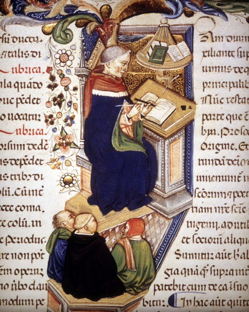 Schreibender Mönch. Manuskript aus dem 15. Jahrhundert von Unknown artist
