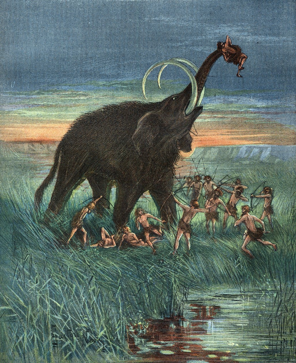 Mammutjagd-Szene, Steinzeit. von Unknown artist