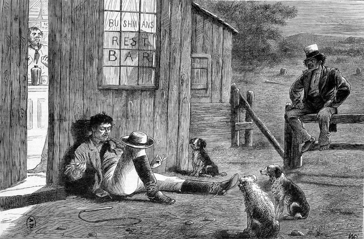 Vor einer Buschkneipe in Australien von Unknown artist
