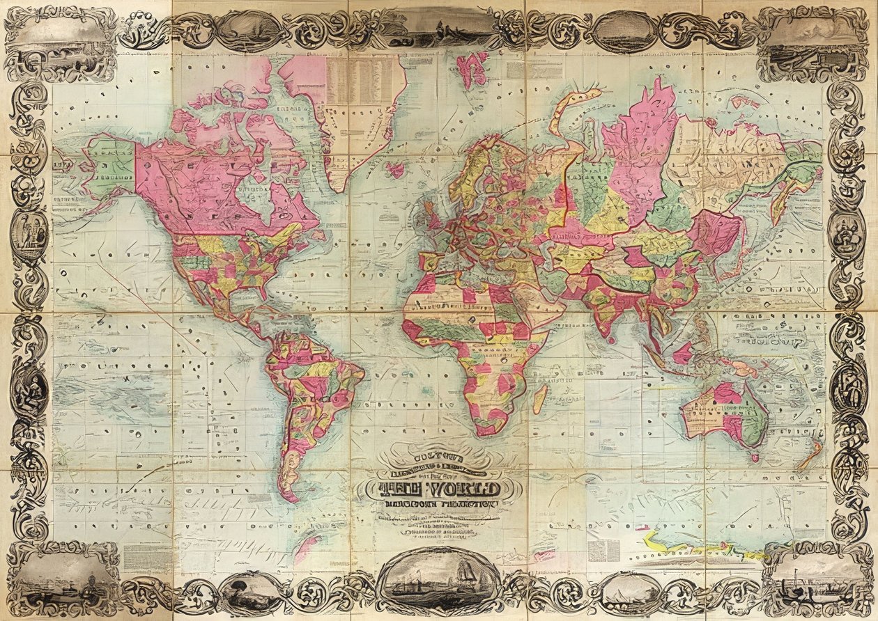 Weltkarte in Mercator-Projektion von Unknown