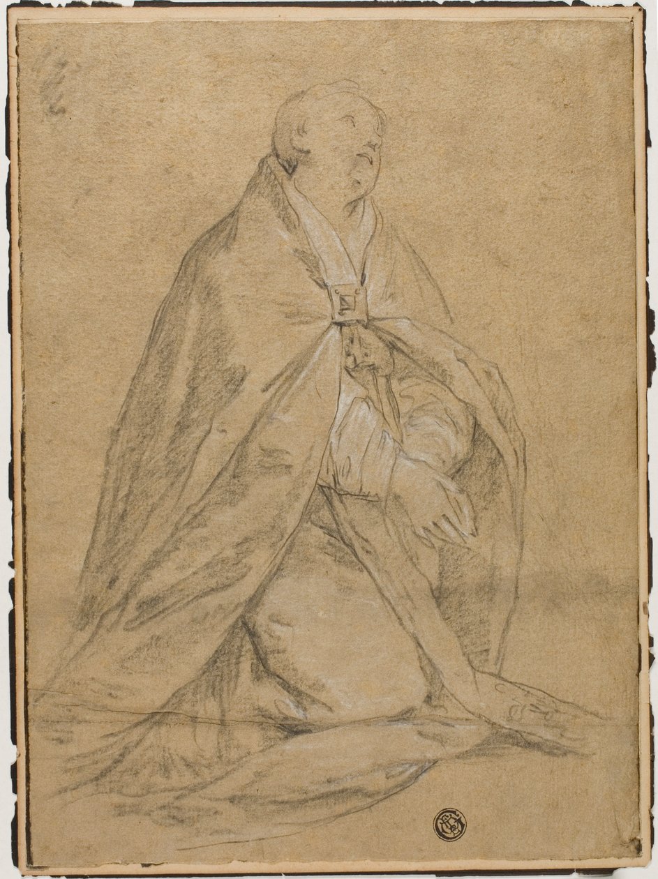 Kniender kirchlicher Heiliger von Unknown Florentine
