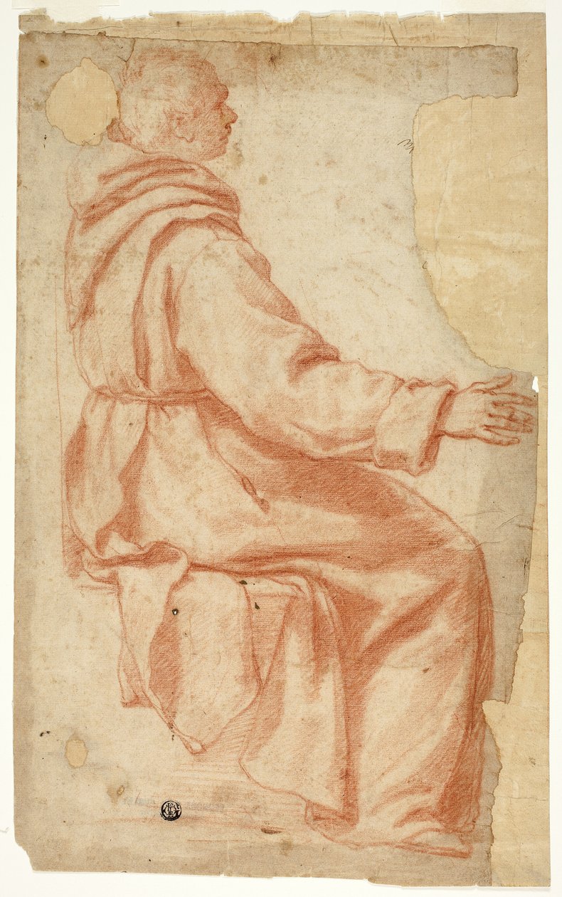 Sitzender Mönch im Profil nach rechts von Unknown Florentine