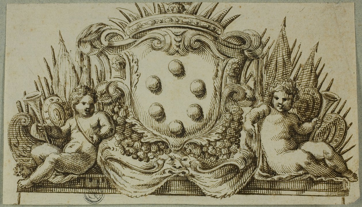 Medici-Wappen flankiert von Putti von Unknown Italian