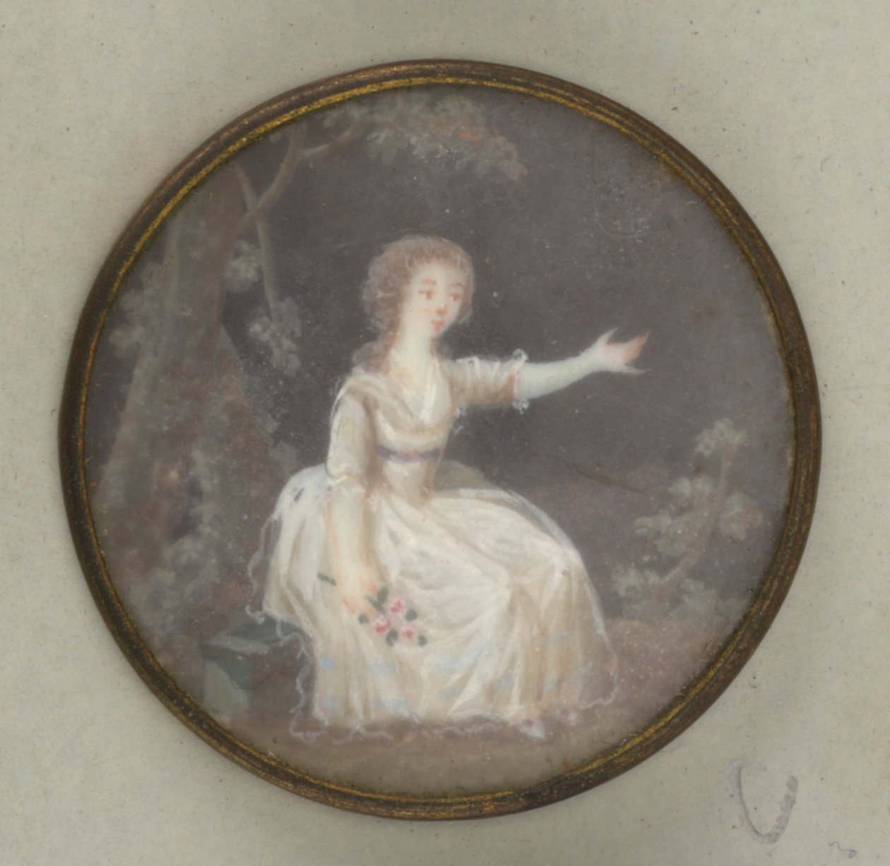 Knopf mit gemalter Dame von Unknown artist