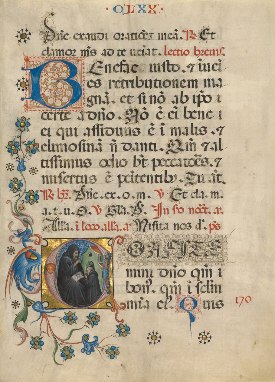 Initiale C: Heiliger Benedikt segnet Maurus von Unknown artist