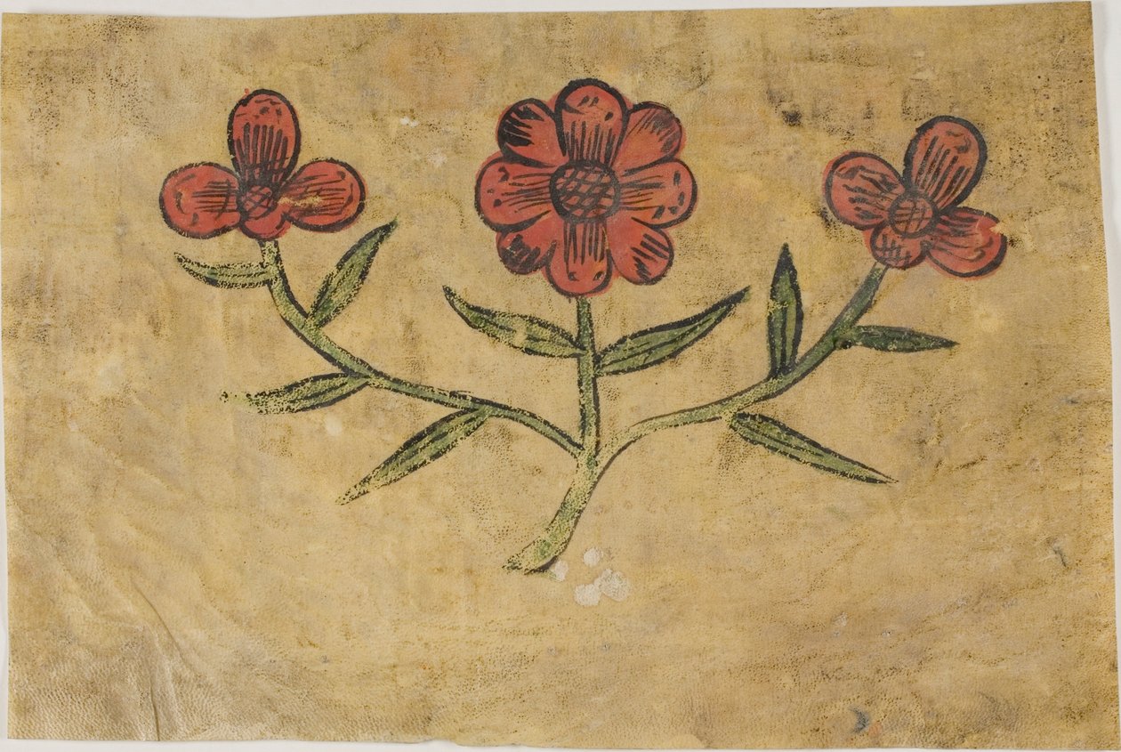 Manuskript-Ausschnitt mit Blumen von Unknown artist