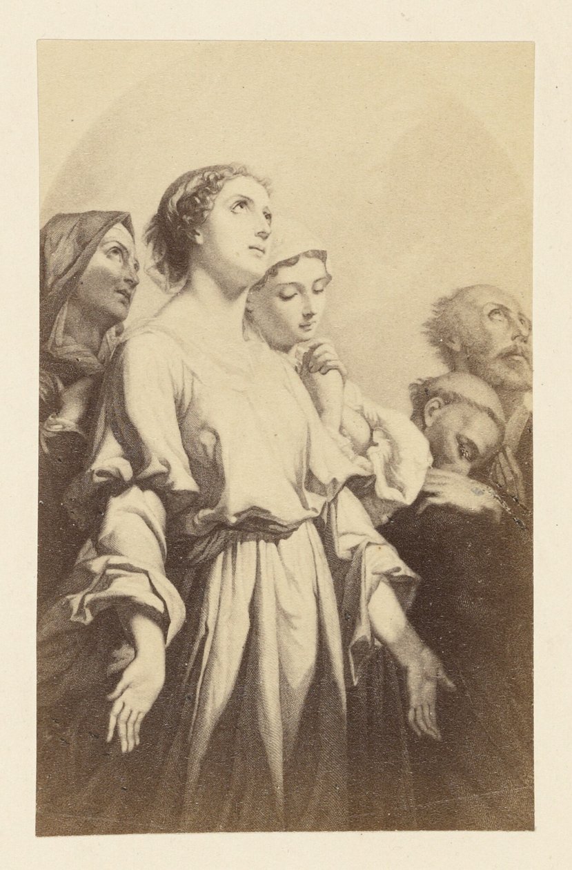 Gemälde einer Frau mit nach oben gerichteten Handflächen von Unknown artist
