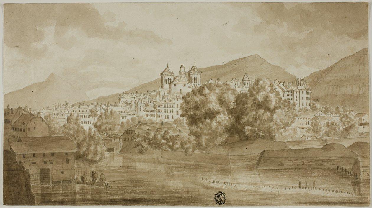 Blick auf die Stadt mit Flussblick von Unknown artist