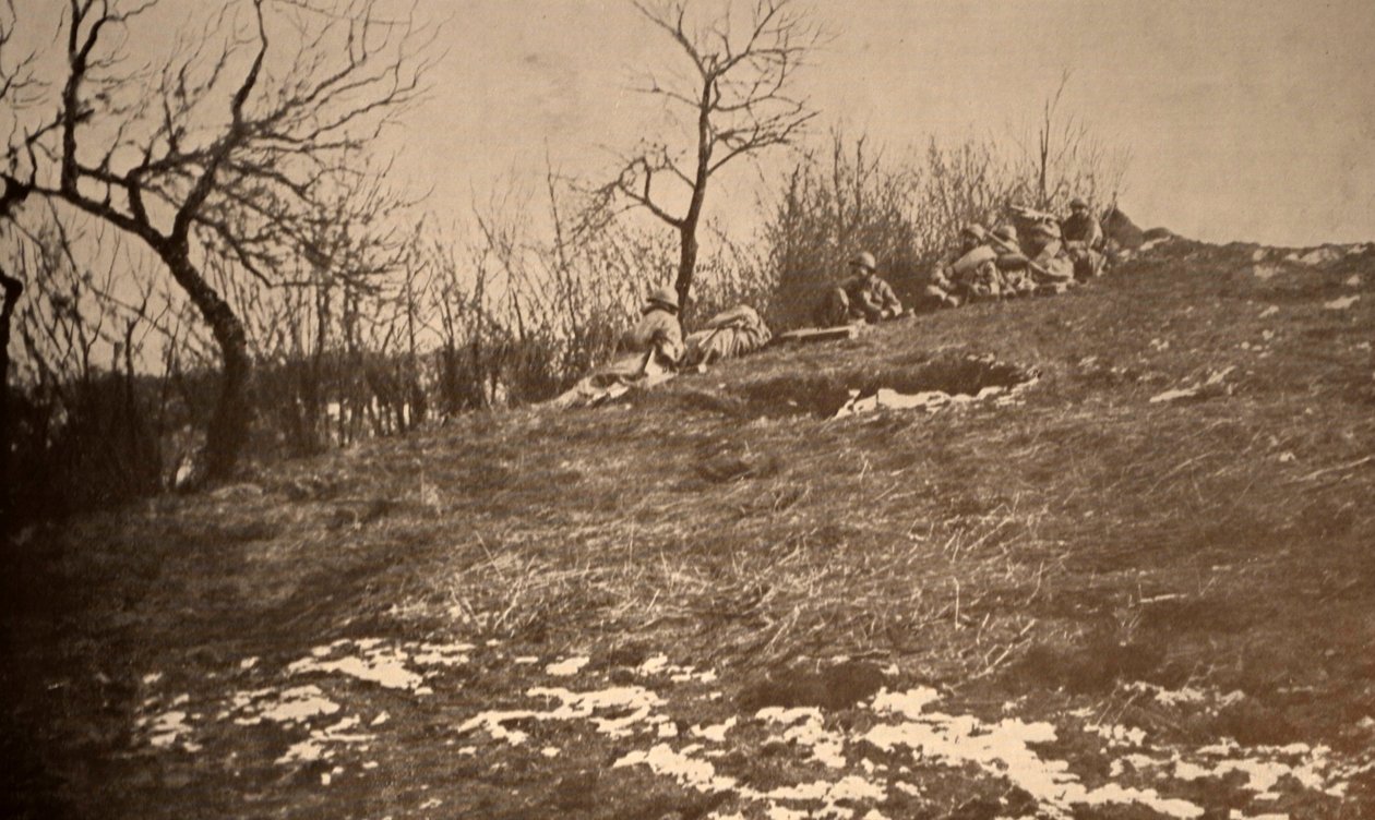 Französische Truppen auf einem Hang von Unknown photographer