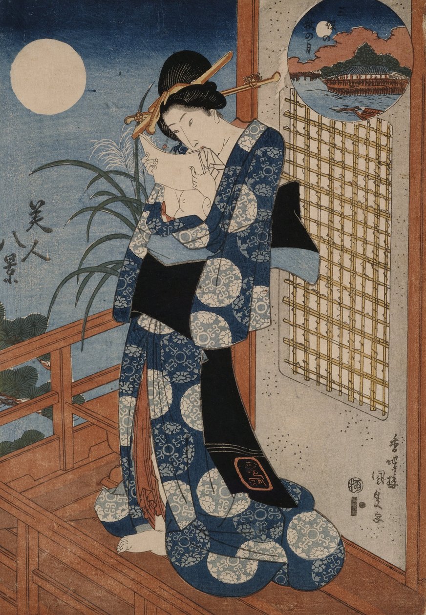Herbstmond über Miho von Utagawa Kunisada