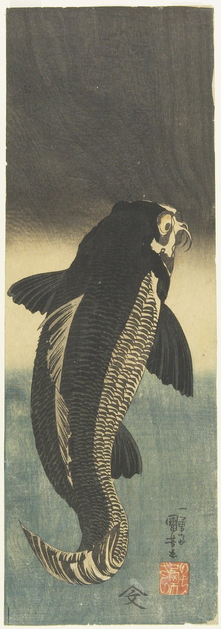 Schwarzer Karpfen, ca. 1842 von Utagawa Kuniyoshi