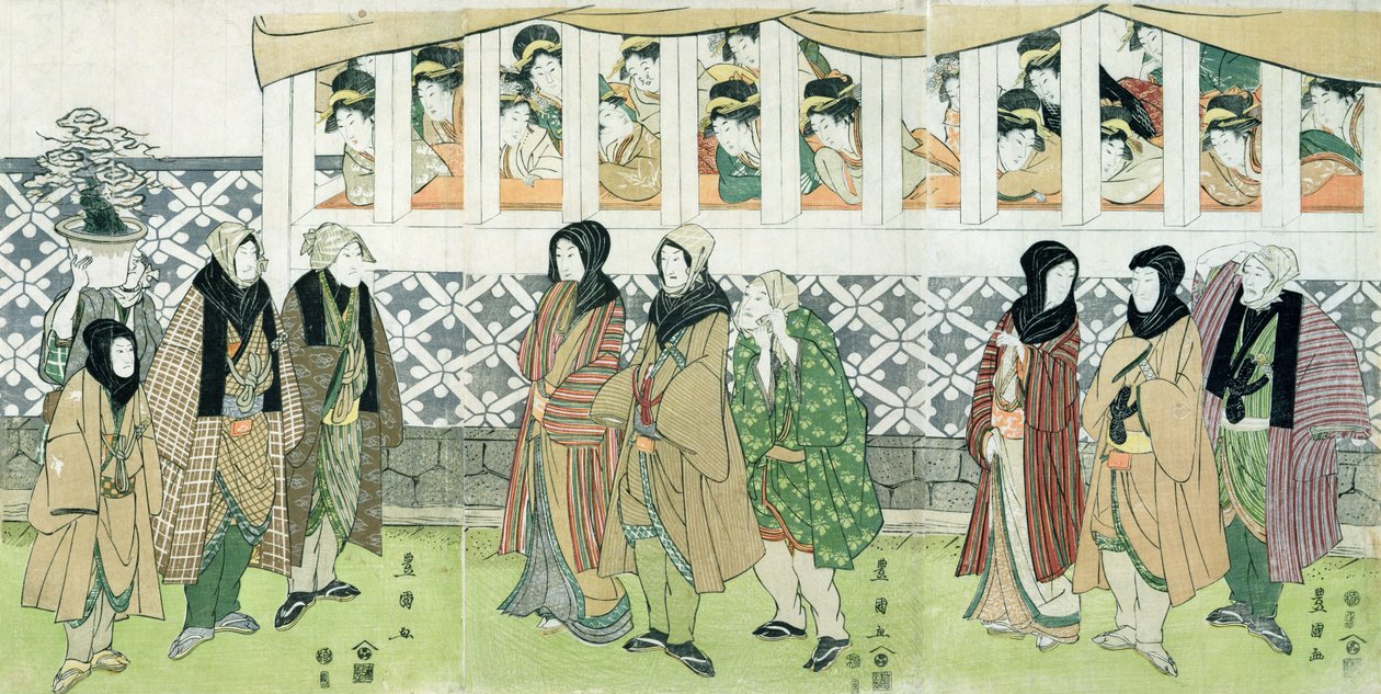 Schauspieler gehen (Farbholzschnitt) von Utagawa Toyokuni