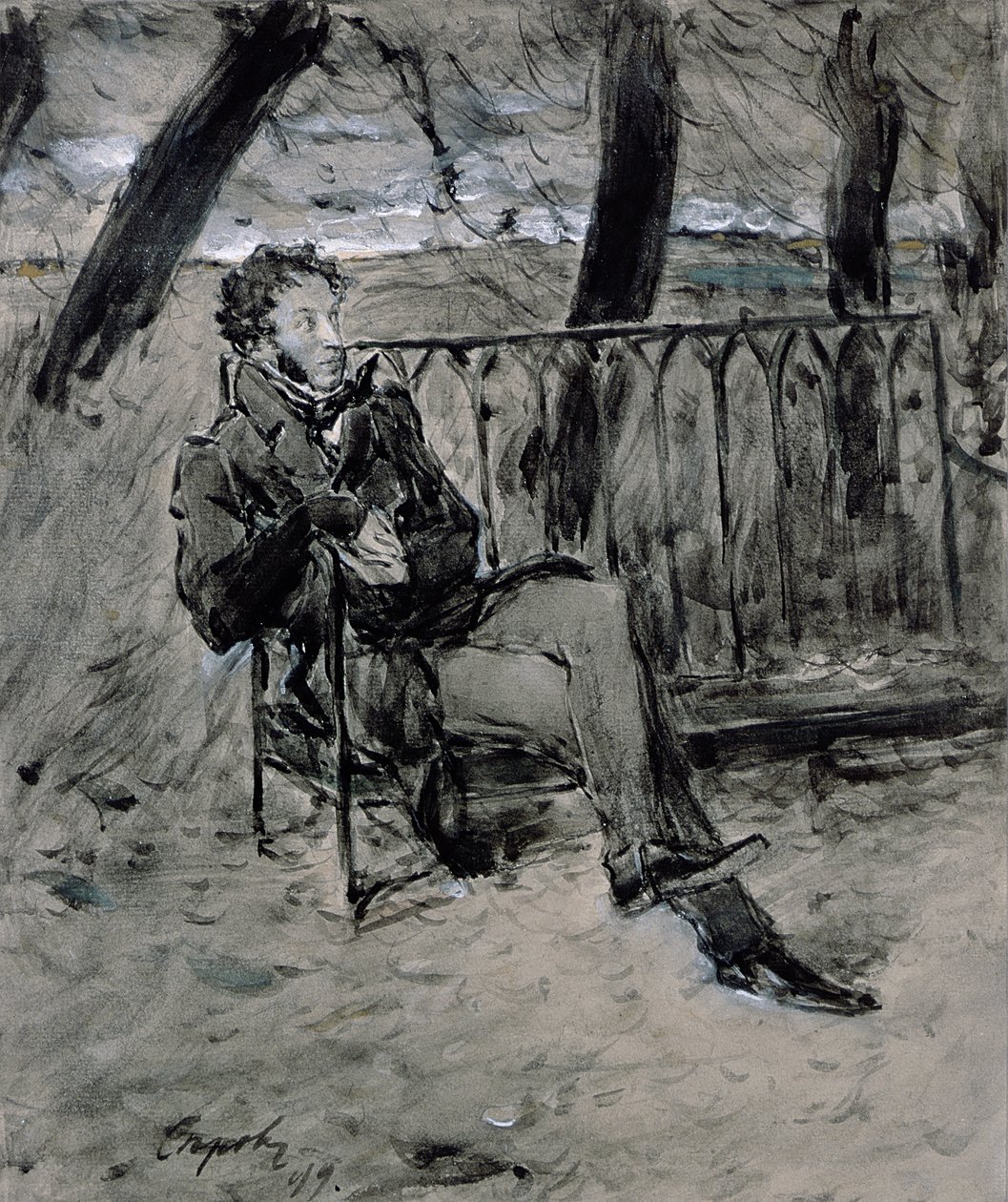 Alexander Puschkin in einem Park, 1899 von Valentin Aleksandrovich Serov