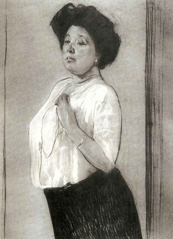 Porträt von Nadezhda Lamanova von Valentin Aleksandrovich Serov