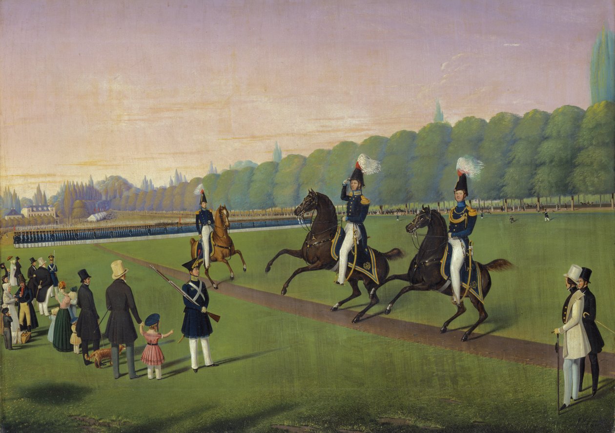 Parade des Hamburger Bürgermilitärs, 1840 von Valentin Wassner