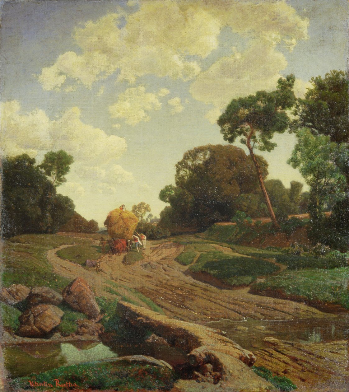 Landschaft mit Heuwagen, ca. 1858 von Valentin Ruths