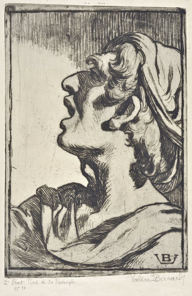 Kopf eines Mannes (Zeichnung) von Valère Bernard