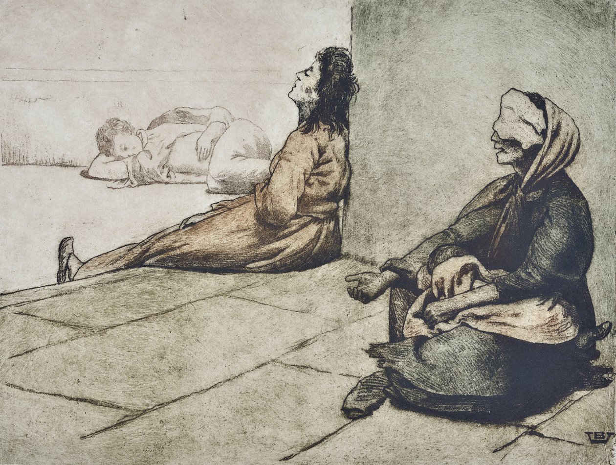 Neapolitanische Bettler (Zeichnung) von Valère Bernard