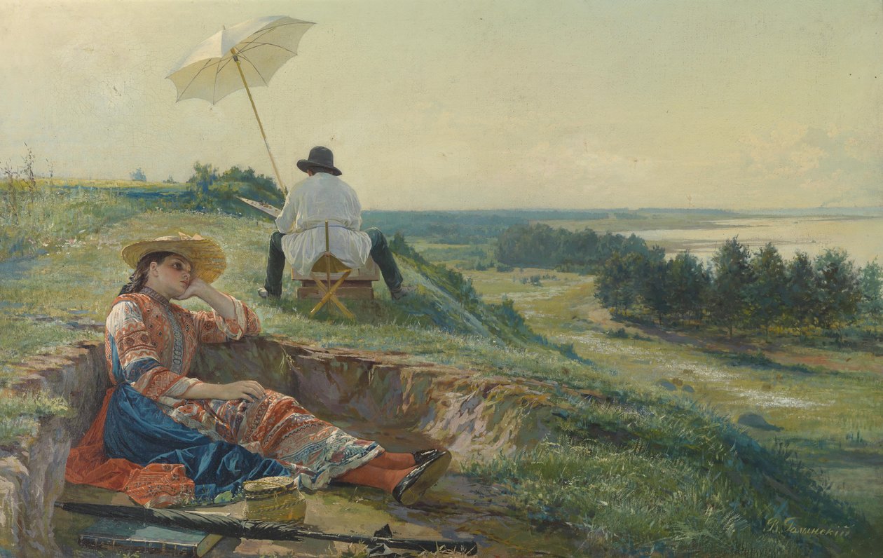 Ein heißer Sommertag (Der Künstler bei der Arbeit) von Vasili Andreyevich Golynsky
