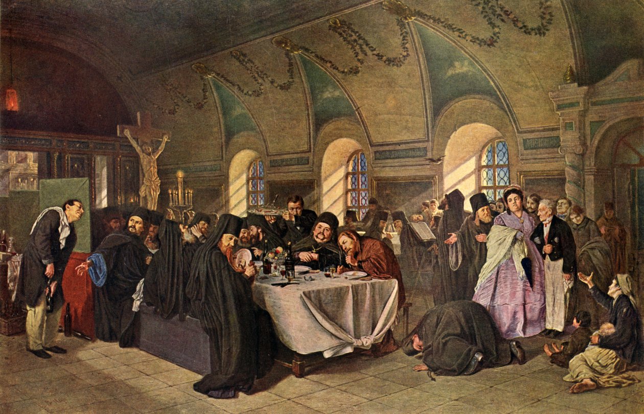 Ein Mahl im Kloster, 1865-1875 von Vasily Perov