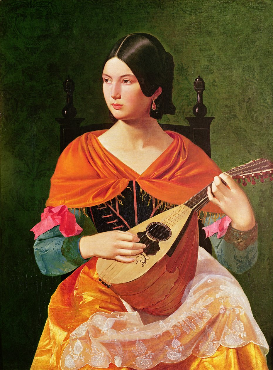 Junge Frau mit einer Mandoline, 1845-47 von Vekoslav Karas