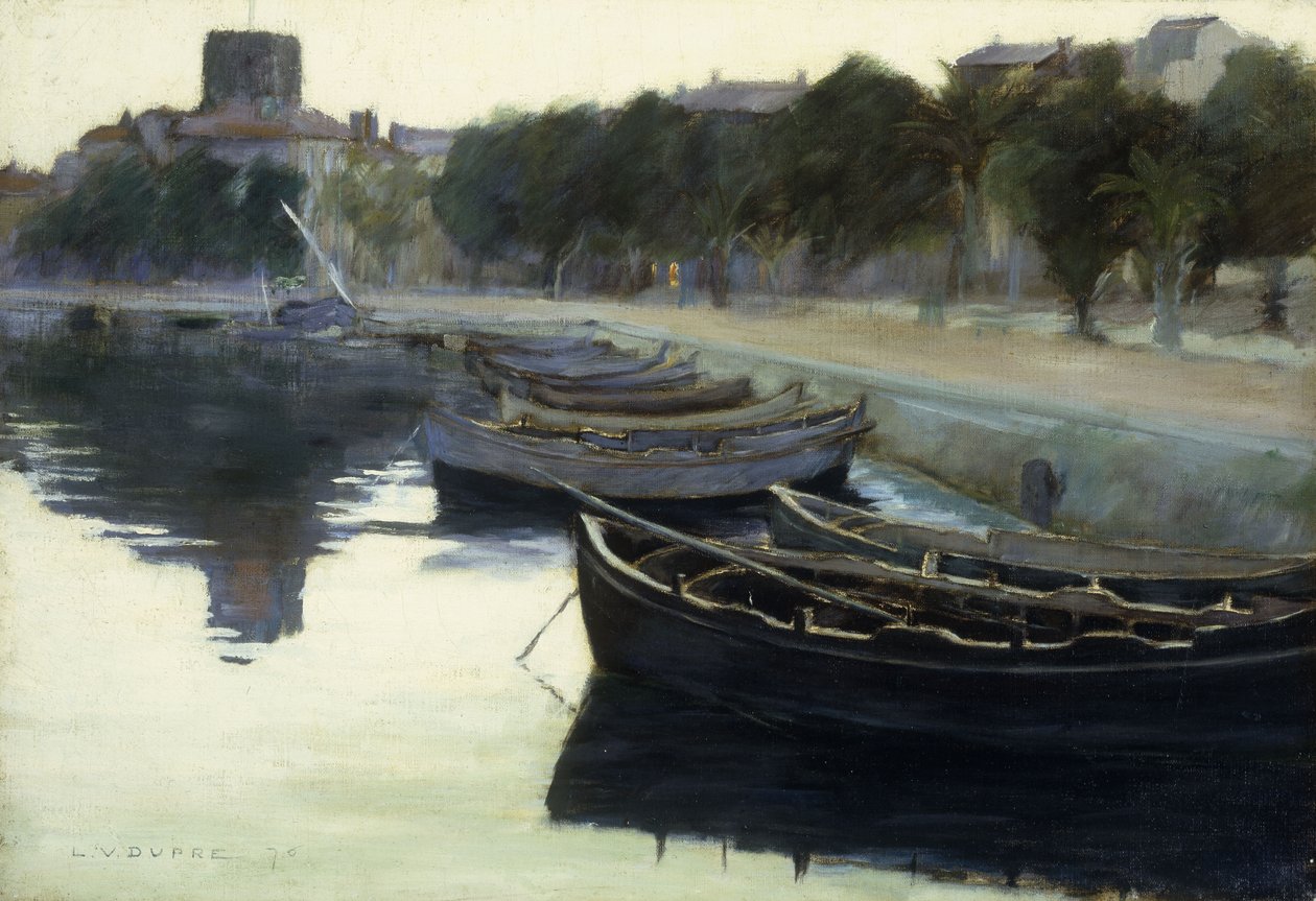 Boote an ihren Liegeplätzen, 1876 von Leon Victor Dupre