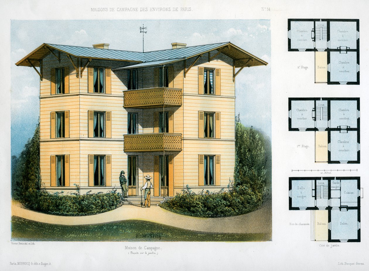 Landhaus, um 1860 von Victor Petit