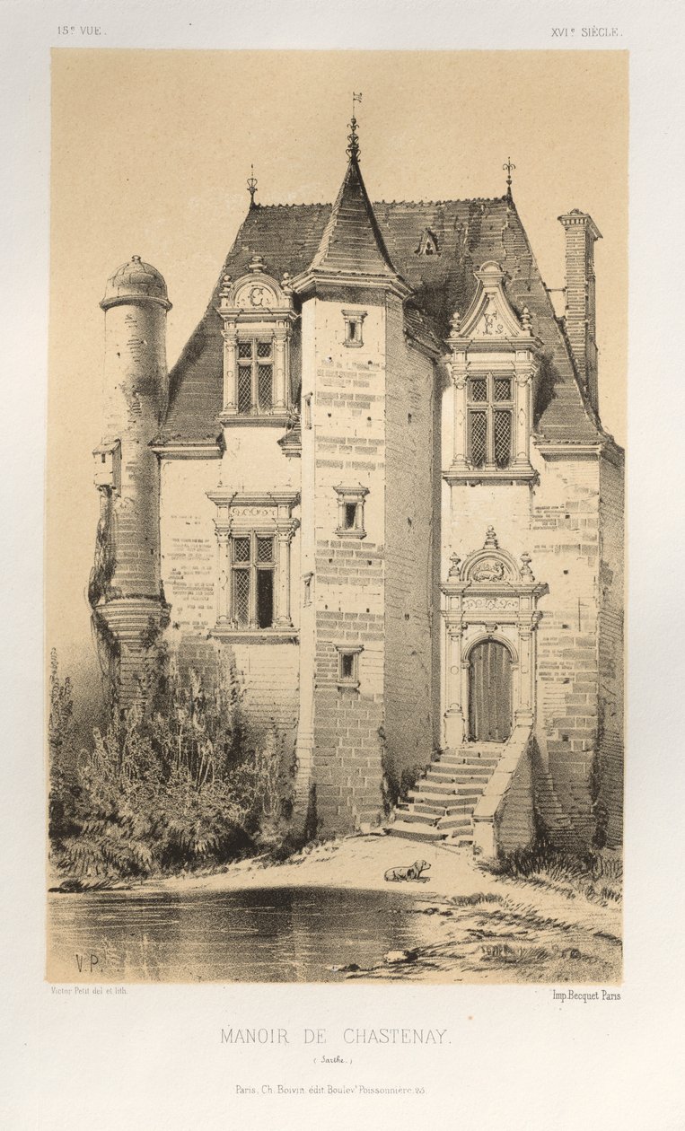 ...Pl.15, Manoir De Chastenay Sarthe, 1860 von Victor Petit