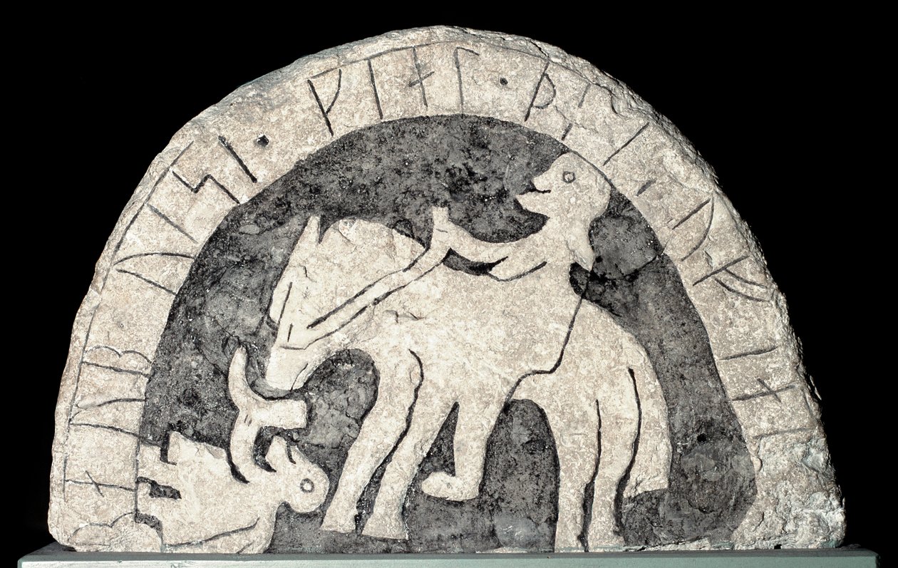 Runenstein mit einem Reiter von Viking
