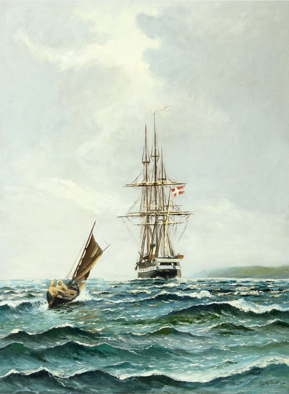 Meereslandschaft mit der Fregatte Jylland von Vilhelm Bille