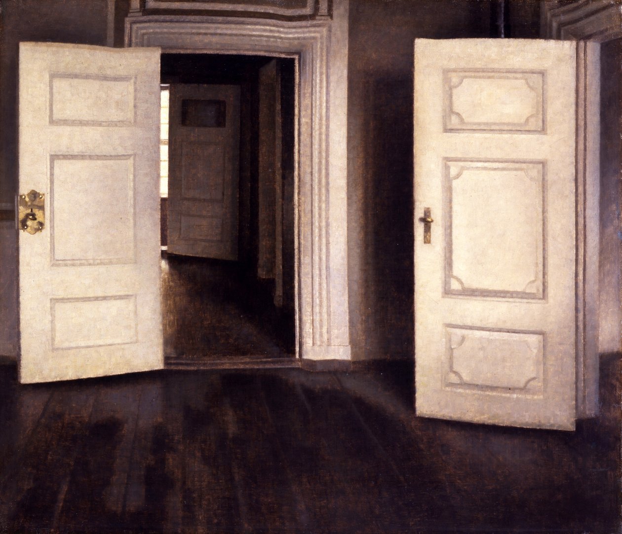 Offene Türen von Vilhelm Hammershøi