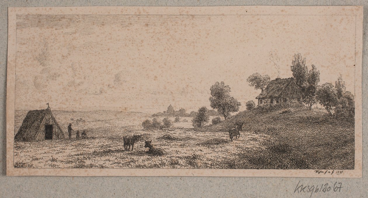 Landschaft mit einem Bauernhaus und einer Hütte von Vilhelm Kyhn