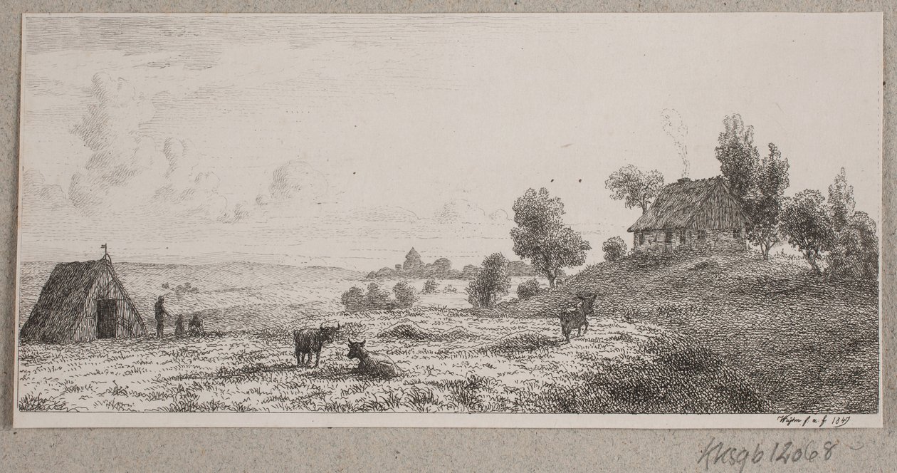Landschaft mit einem Bauernhaus und einer Hütte von Vilhelm Kyhn