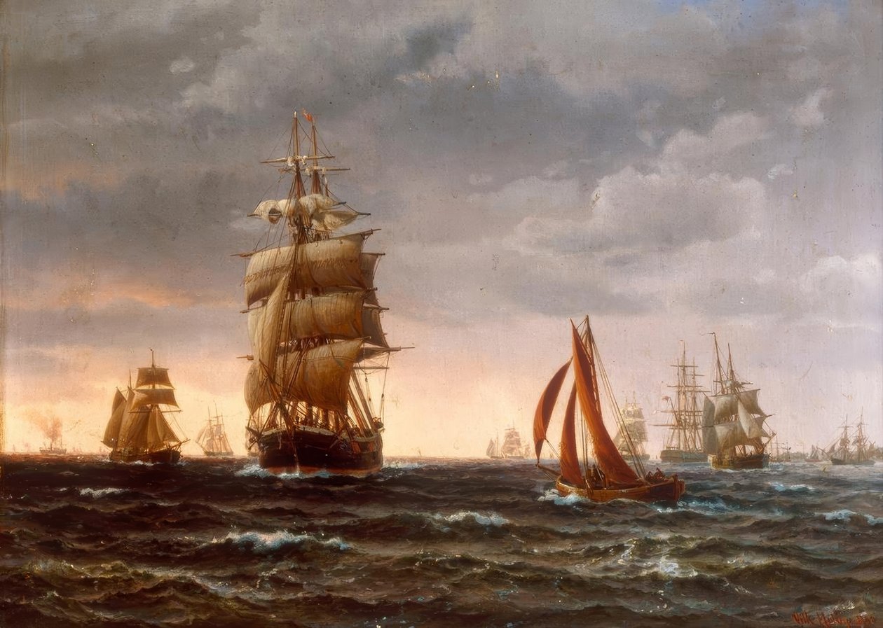 Schiffe auf bewegter See von Vilhelm Melbye