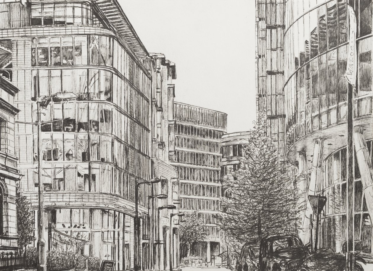 Manchester, Deansgate, Blick aus dem Café, 2010 von Vincent Alexander Booth