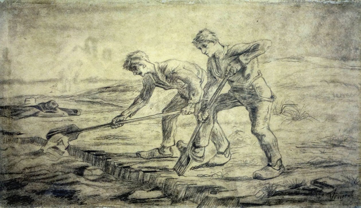 Die Hackenden bei Van Goghs Haus in Cuesmes von Vincent van Gogh